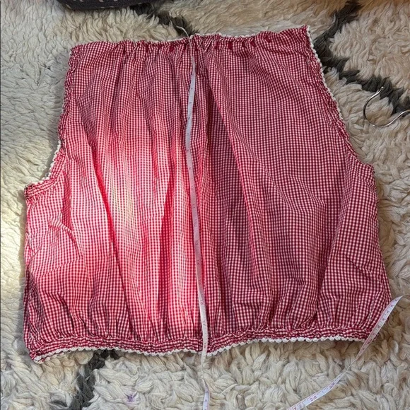 Doen Red Checkered Sleeveless Blouse - Picture 16 of 16